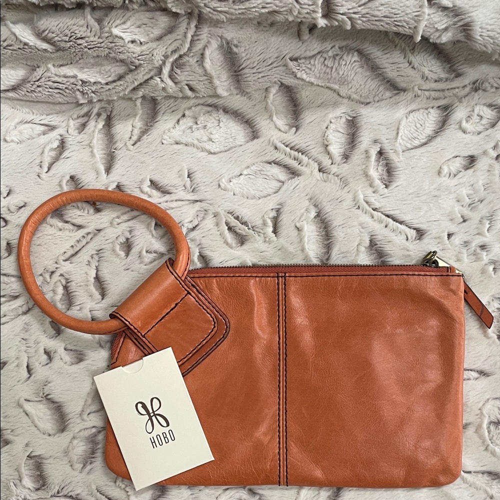 HOBO Orange Leather Wristlet